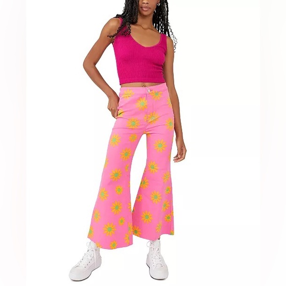 Free People Denim - FREE People youthquake printed crop flare jeans